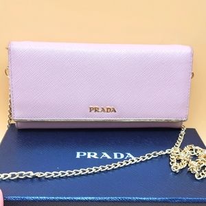 Authentic Prada Wallet on Chain - Pink